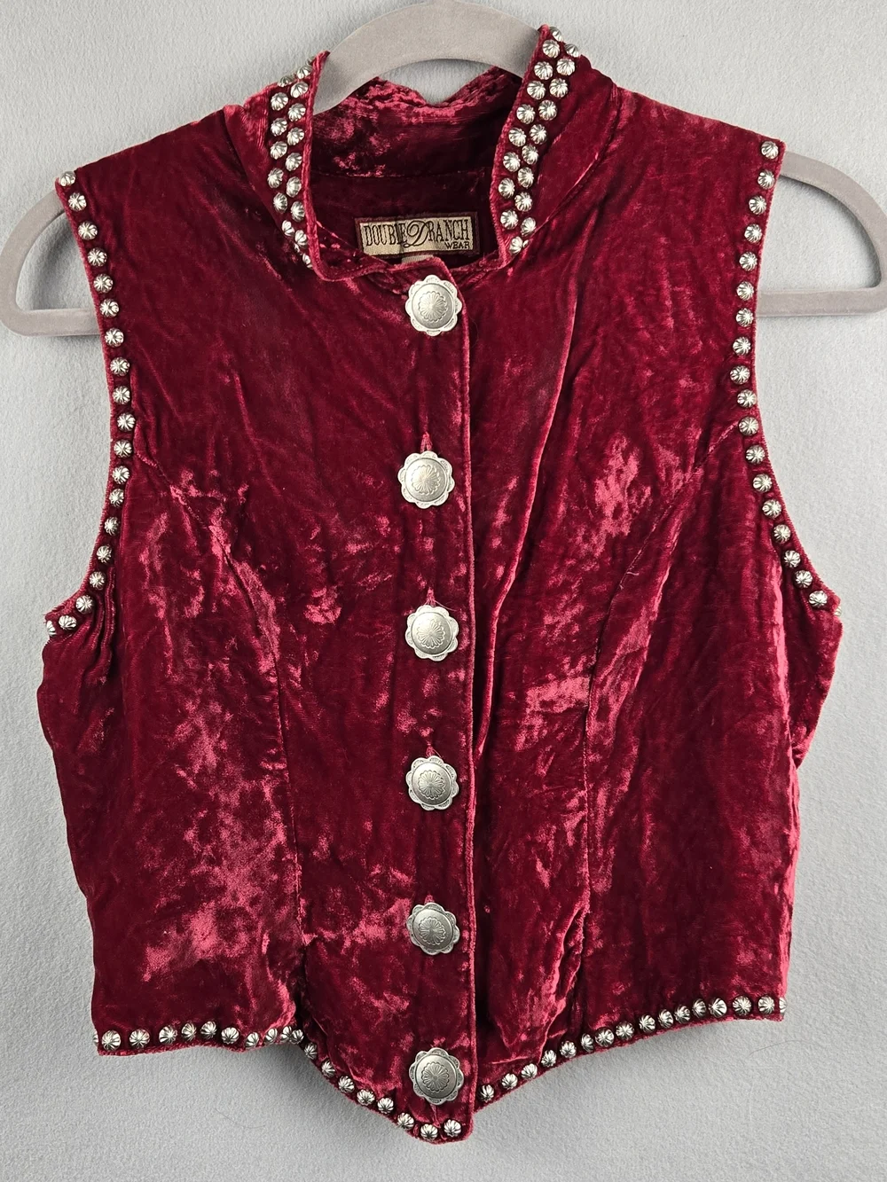 Vintage 90s Double D Ranch Wear Velvet Concho Vest Size M